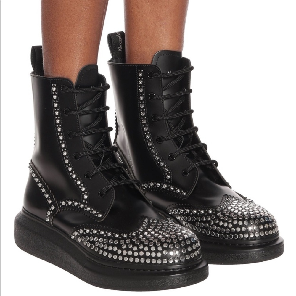 ❤️ ALEXANDER MCQUEEN Ankle Boots Logo Metallic - Picture 2 of 11